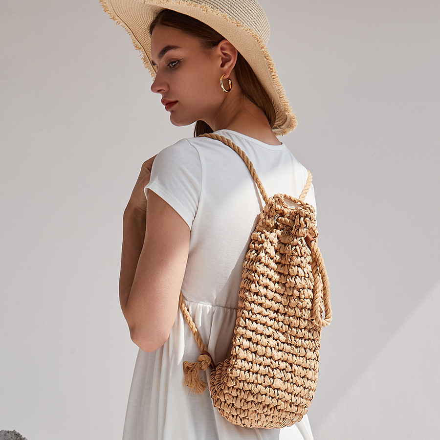 Women'S Raffia Bags - Bolsa de ombro artesanal com cordão